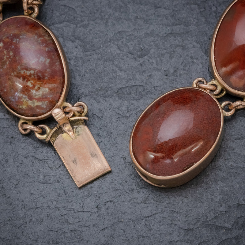ANTIQUE VICTORIAN SCOTTISH CARNELIAN BRACELET 9CT GOLD CIRCA 1880 CLASP