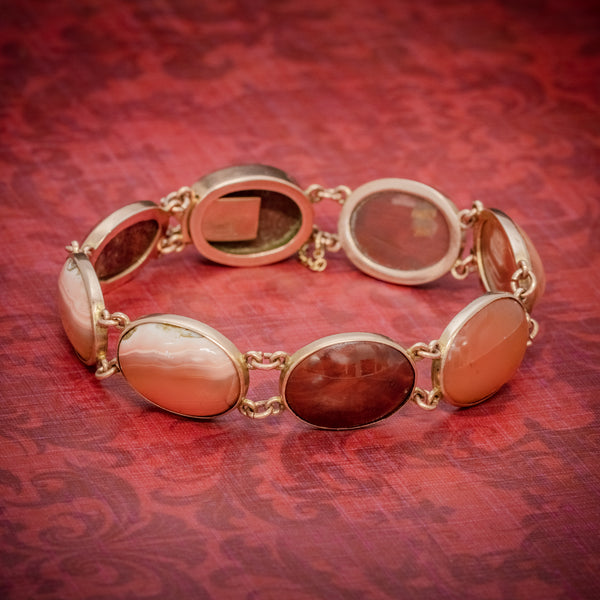 ANTIQUE VICTORIAN SCOTTISH CARNELIAN BRACELET 9CT GOLD CIRCA 1880 COVER