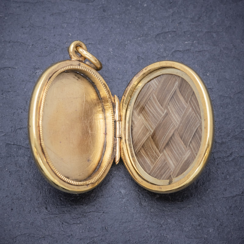Antique Victorian Scottish Mourning Locket 9ct Gold On Silver Circa 1860 open