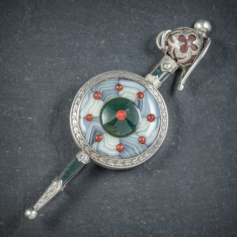 Antique Victorian Scottish Shield and Sword Brooch Circa 1860