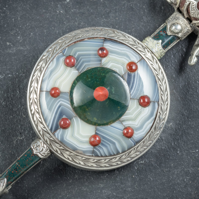 Antique Victorian Scottish Shield and Sword Brooch Circa 1860