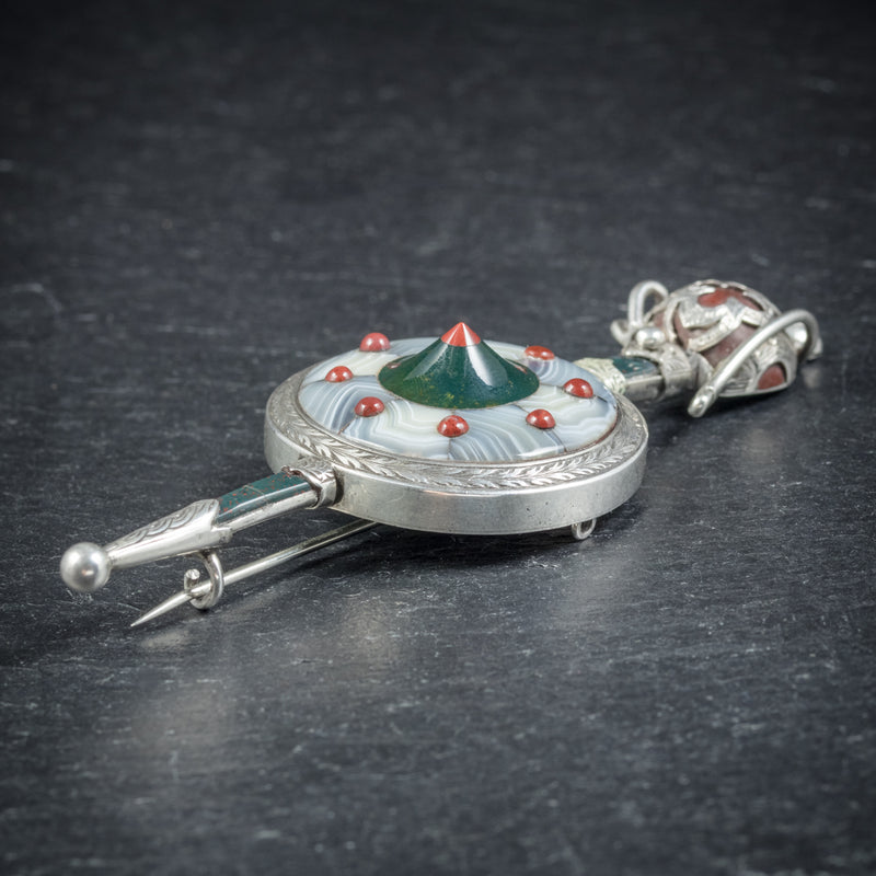 Antique Victorian Scottish Shield and Sword Brooch Circa 1860