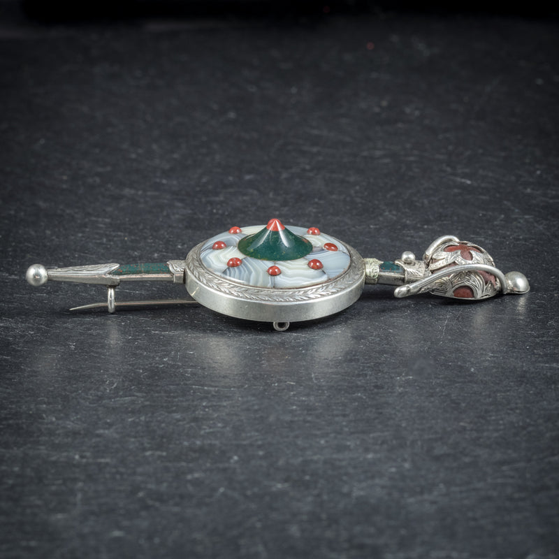 Antique Victorian Scottish Shield and Sword Brooch Circa 1860
