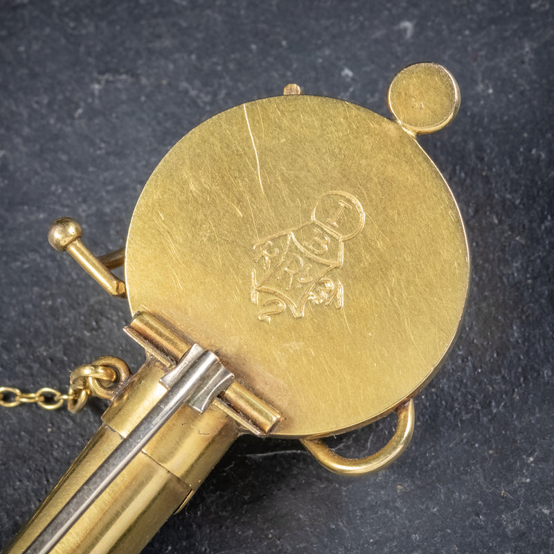 Antique Victorian Scottish Sword Brooch Malachite 18ct Gold Circa 1860 hallmark