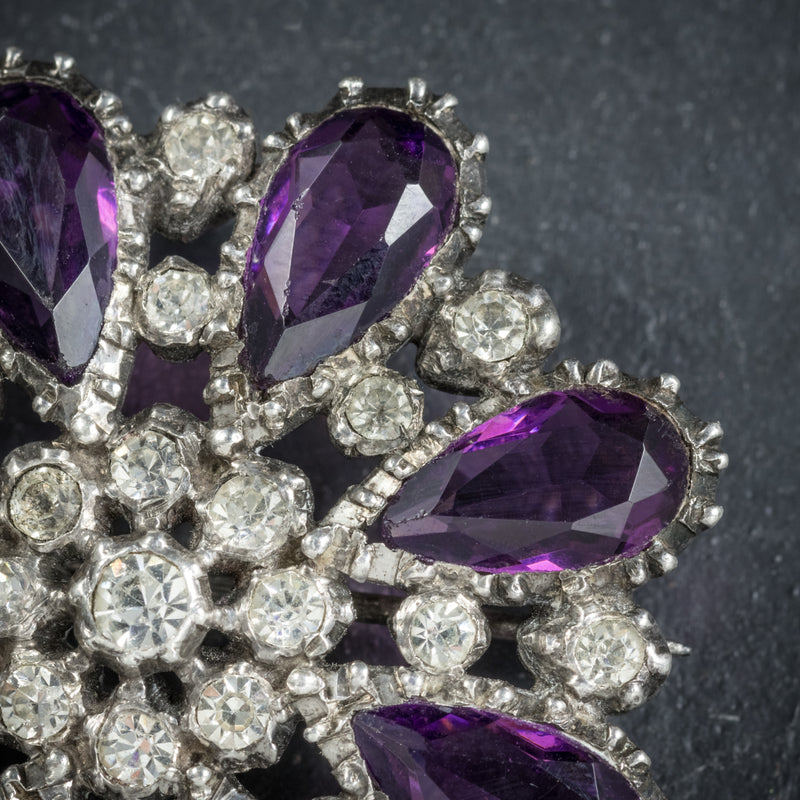 Antique Victorian Silver Paste Amethyst Brooch Circa 1900 amethyst