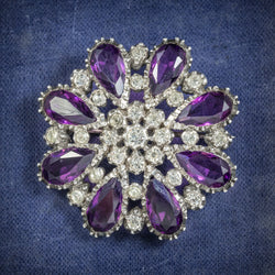 Antique Victorian Silver Paste Amethyst Brooch Circa 1900