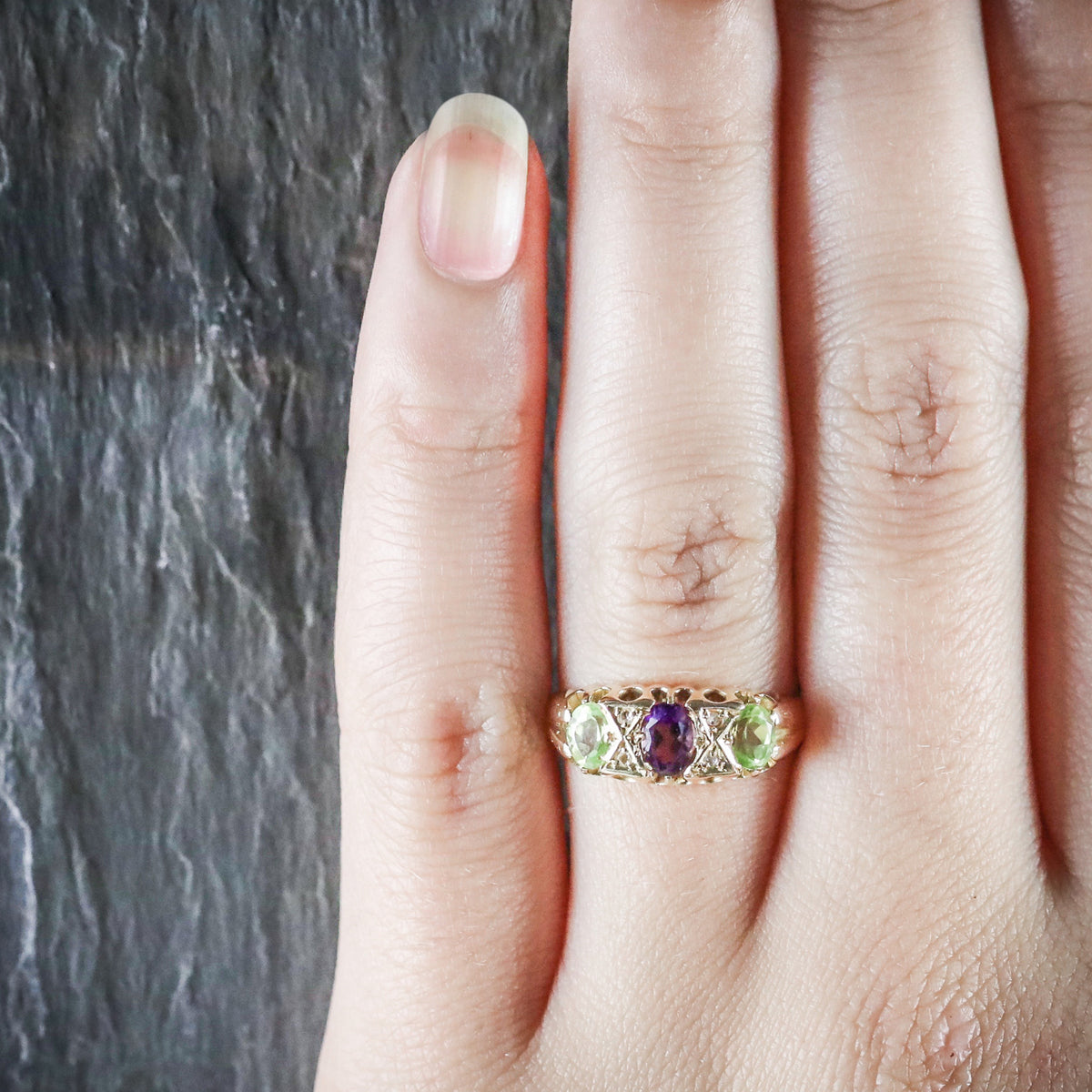 Amethyst and peridot engagement ring deals