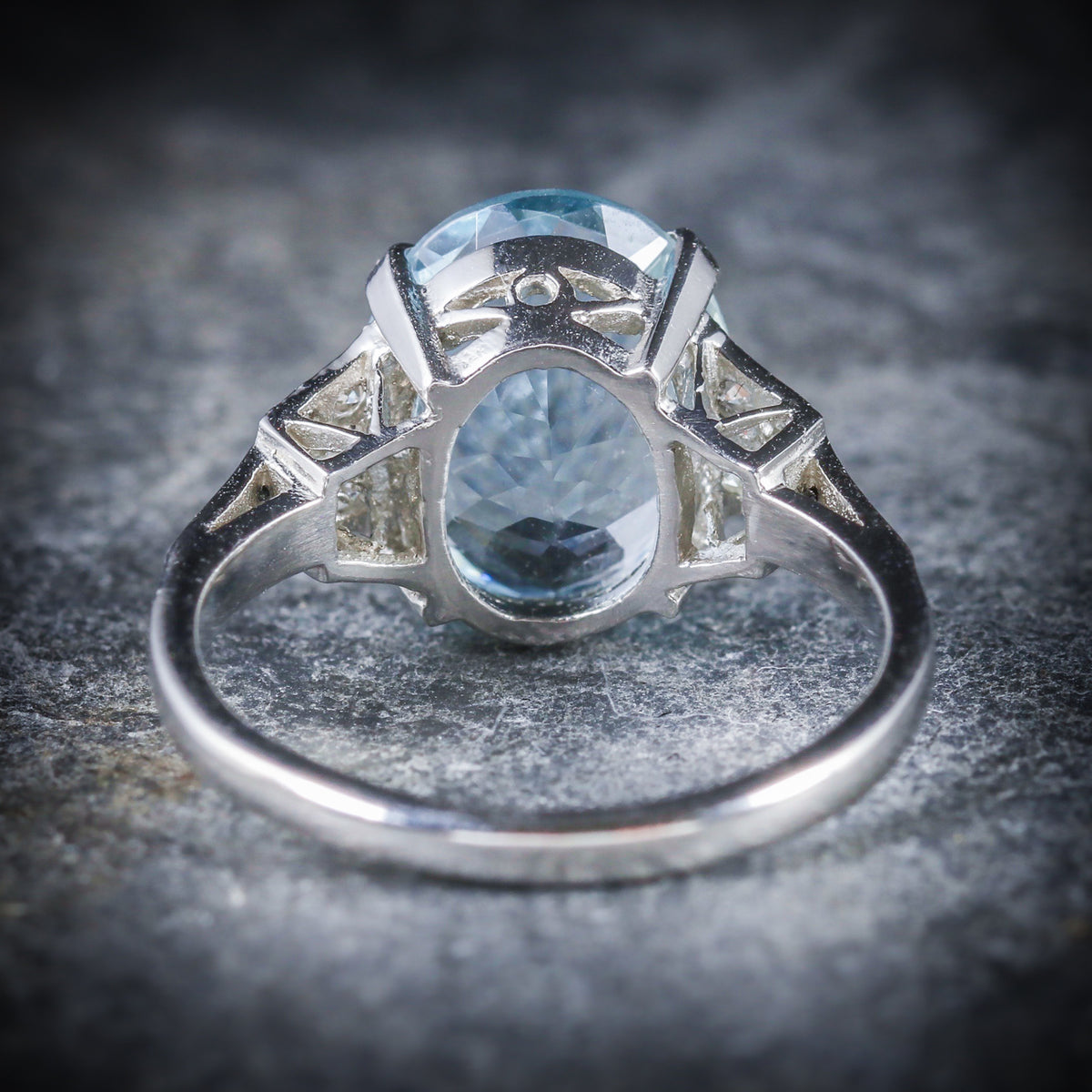 Aquamarine platinum engagement ring on sale