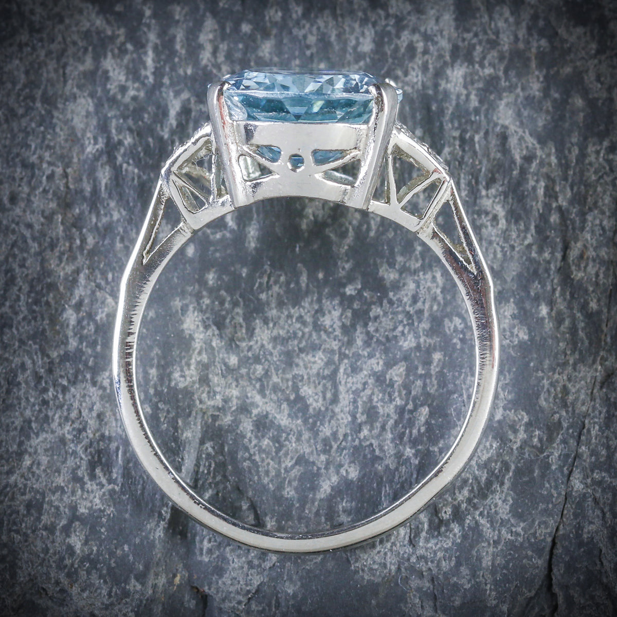 Aquamarine Ring Platinum Engagement Ring 5.25ct Aqua Antique Jewellery Online