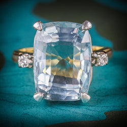 AQUAMARINE DIAMOND RING 20CT AQUA 18CT GOLD COVER