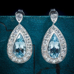  AQUAMARINE DROP EARRINGS 18CT WHITE GOLD cover