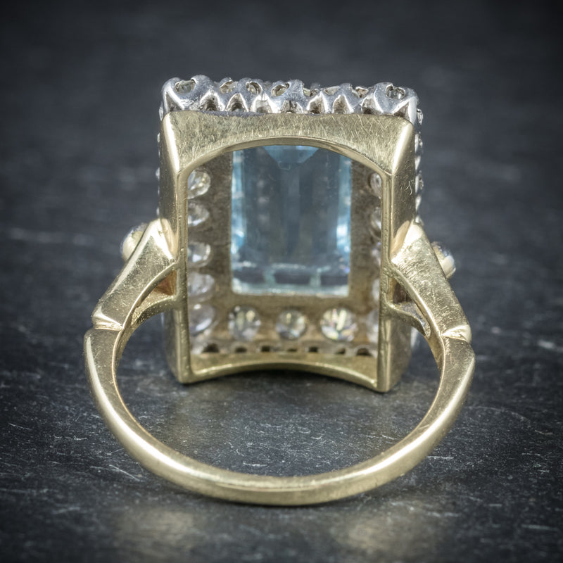 Aquamarine Ring 18ct Gold 6ct Aqua back