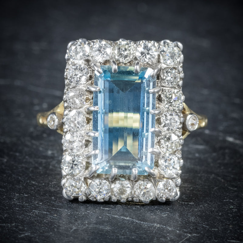 Aquamarine Ring 18ct Gold 6ct Aqua – Antique Jewellery Online