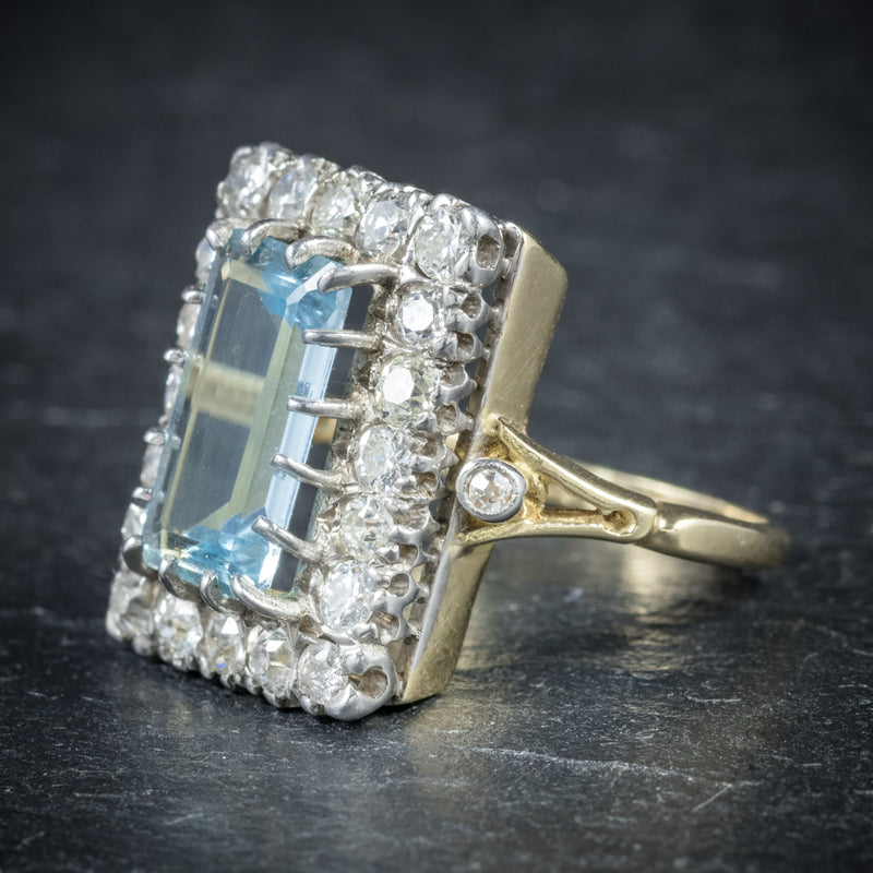 Aquamarine Ring 18ct Gold 6ct Aqua side