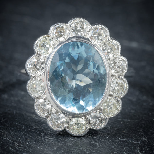 Aquamarine Ring 18ct White Gold 5ct Aqua FRONT