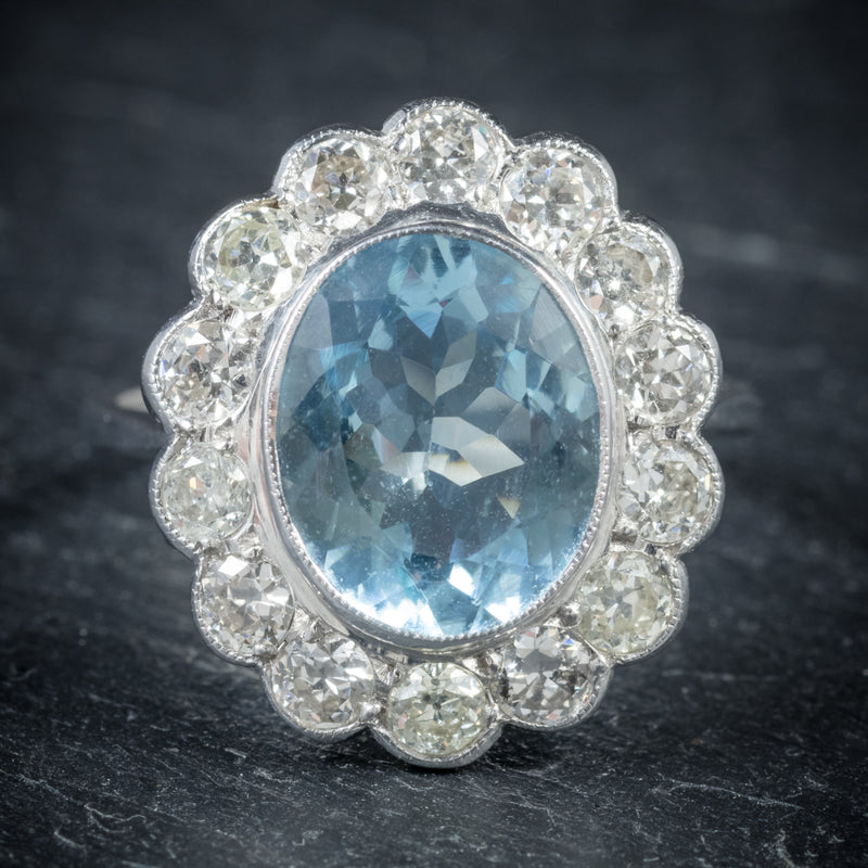 Aquamarine Ring 18ct White Gold 5ct Aqua FRONT