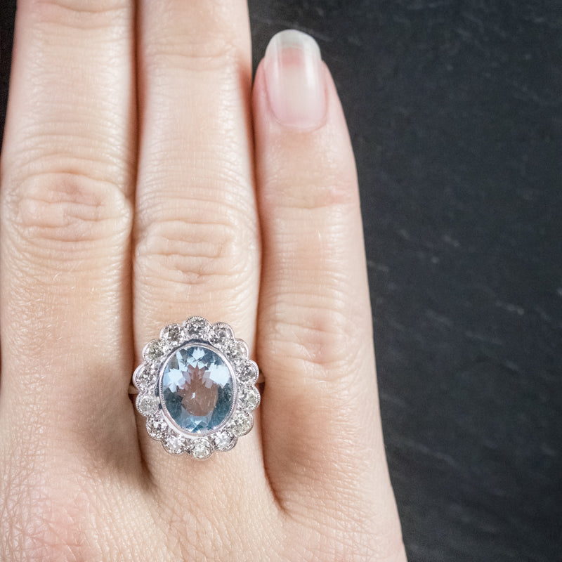 Aquamarine Ring 18ct White Gold 5ct Aqua HAND