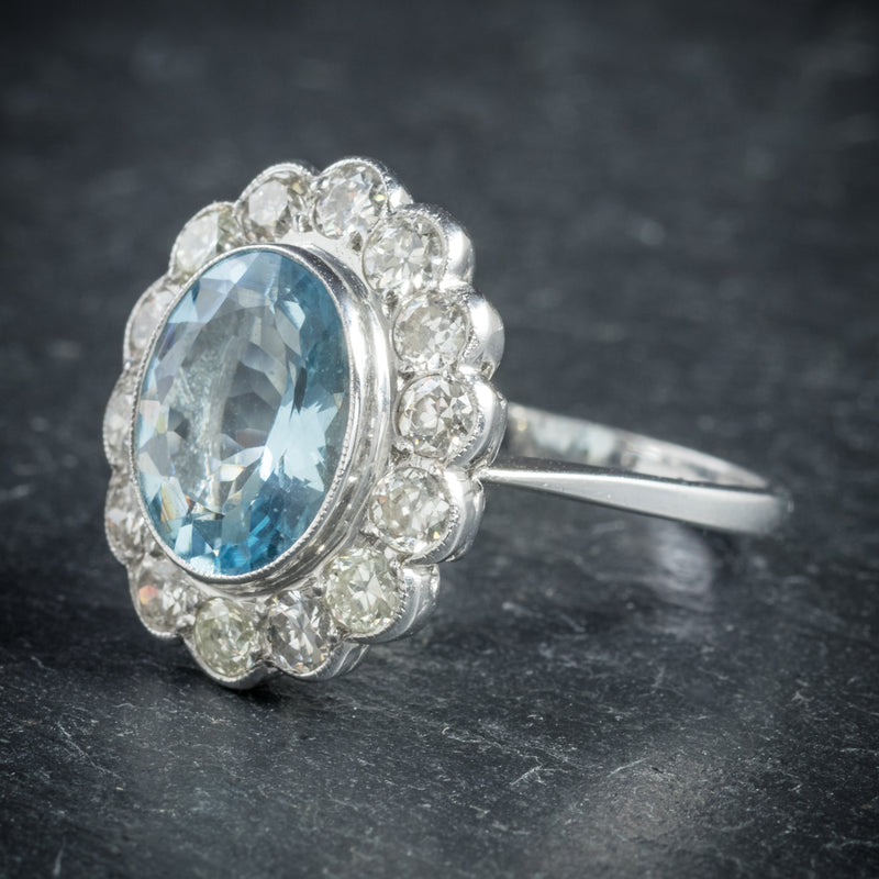 Aquamarine Ring 18ct White Gold 5ct Aqua SIDE