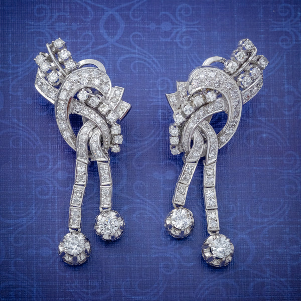 ART DECO DIAMOND CLIP EARRINGS PLATINUM 5CT OF DIAMOND CIRCA 1920 COVER