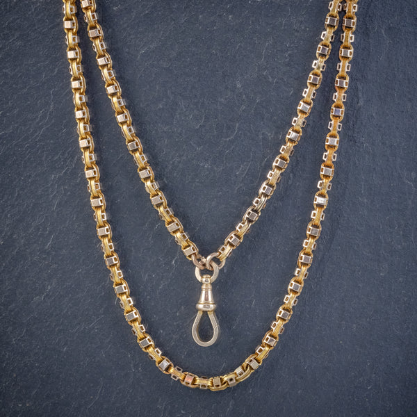 ART DECO SOLID 18CT GOLD GUARD CHAIN 58 GRAMS CIRCA 1920 FRONT