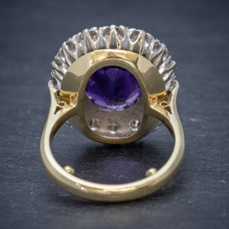 Art Deco Amethyst Diamond Ring 18ct Gold Circa 1930 BACK
