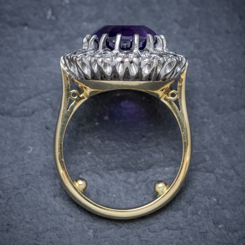 Art Deco Amethyst Diamond Ring 18ct Gold Circa 1930 TOP
