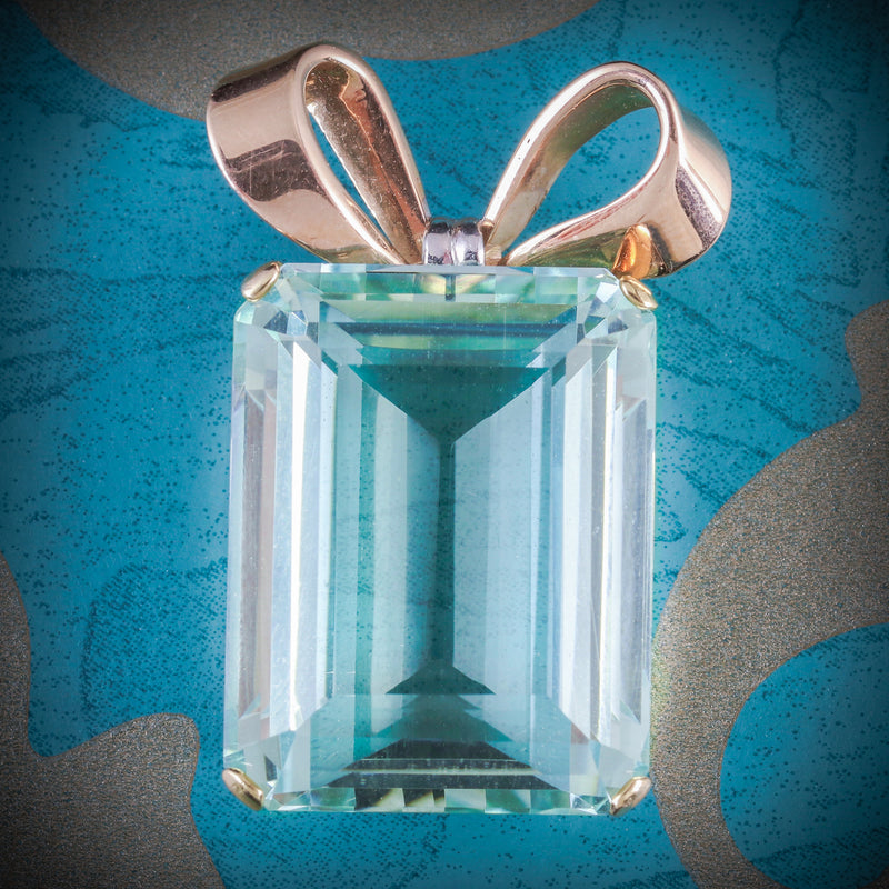 ART DECO AQUAMARINE PENDANT 18CT GOLD CIRCA 1920 COVER