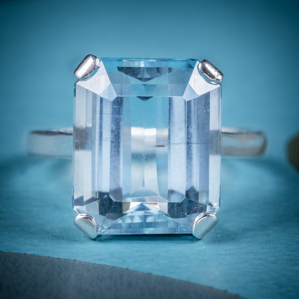 Art Deco Aquamarine Ring 18ct Gold Platinum 9ct Aqua Circa 1930 cover