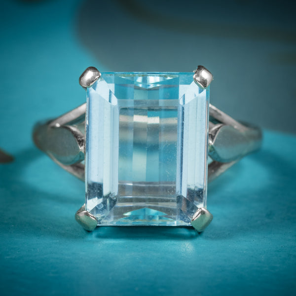 Art Deco Aquamarine Ring 18ct White Gold Circa 1930 COVER