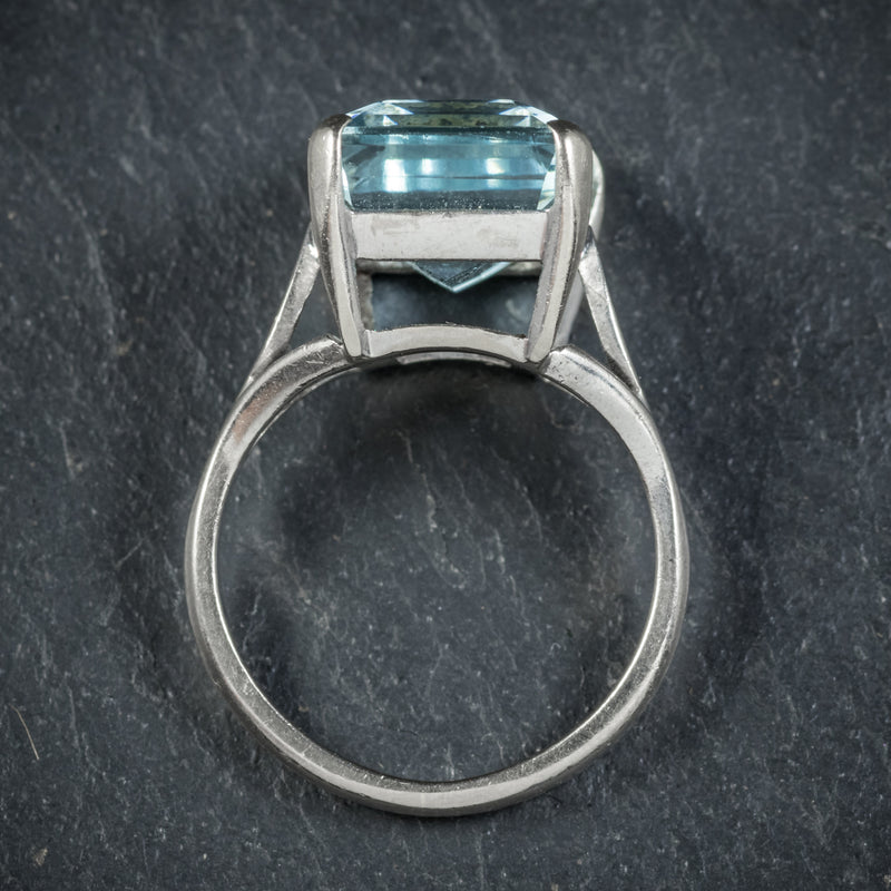 Art Deco Aquamarine Ring 18ct White Gold Circa 1930 TOP
