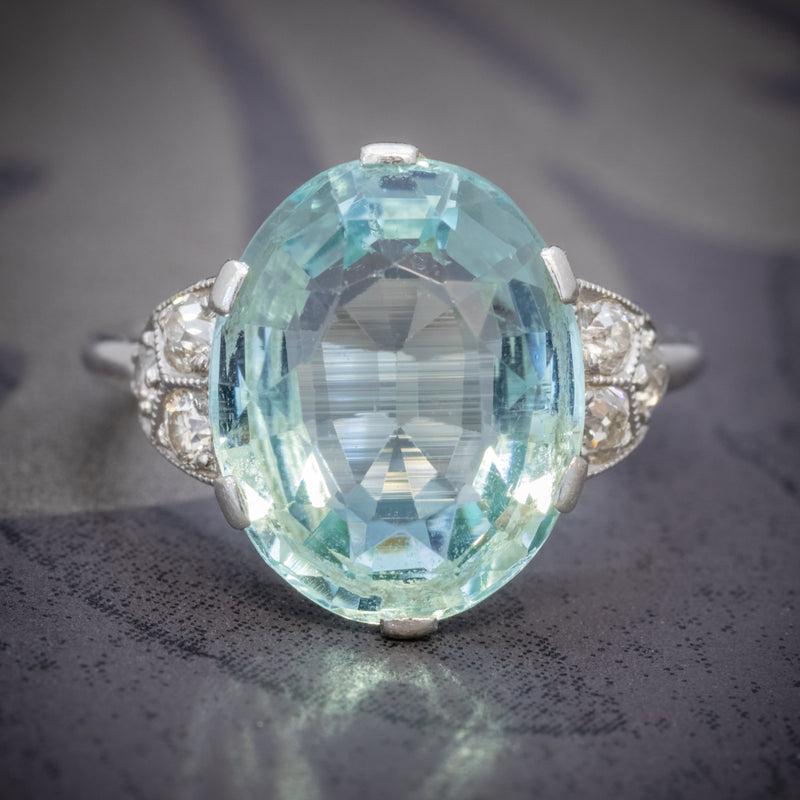 ART DECO AQUAMARINE RING PLATINUM 6CT AQUA CIRCA 1920 COVER