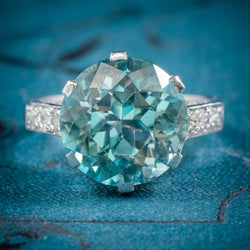 ART DECO BLUE ZIRCON RING 18CT WHITE GOLD 5CT ZIRCON CIRCA 1920 cover 