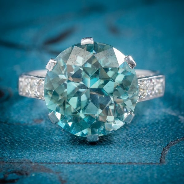 ART DECO BLUE ZIRCON RING 18CT WHITE GOLD 5CT ZIRCON CIRCA 1920 cover 
