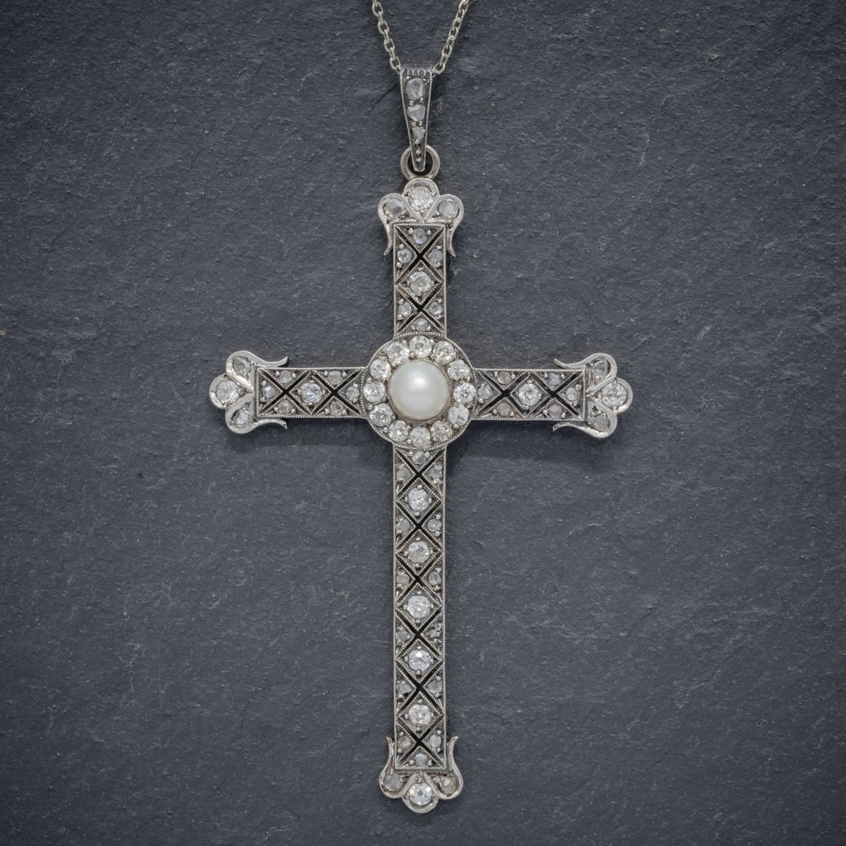 Antique diamond cross necklace store
