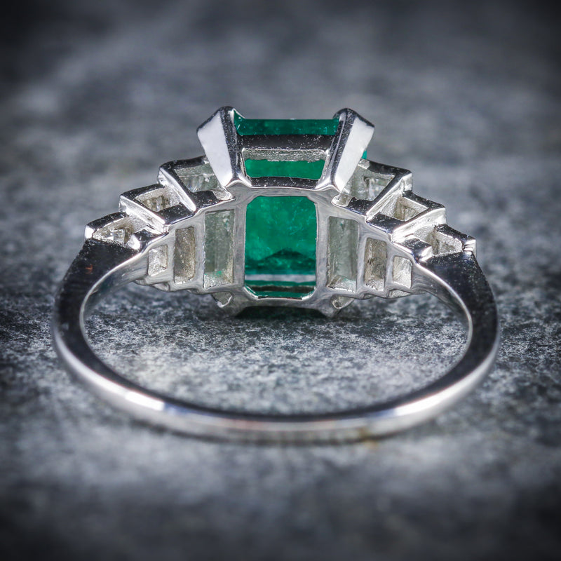 14K White Gold Emerald & Diamond Engagement Ring – Rose & Choc