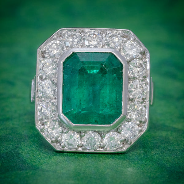 ART DECO EMERALD DIAMOND RING 5.20CT EMERALD PLATINUM RING CIRCA 1920 COVER
