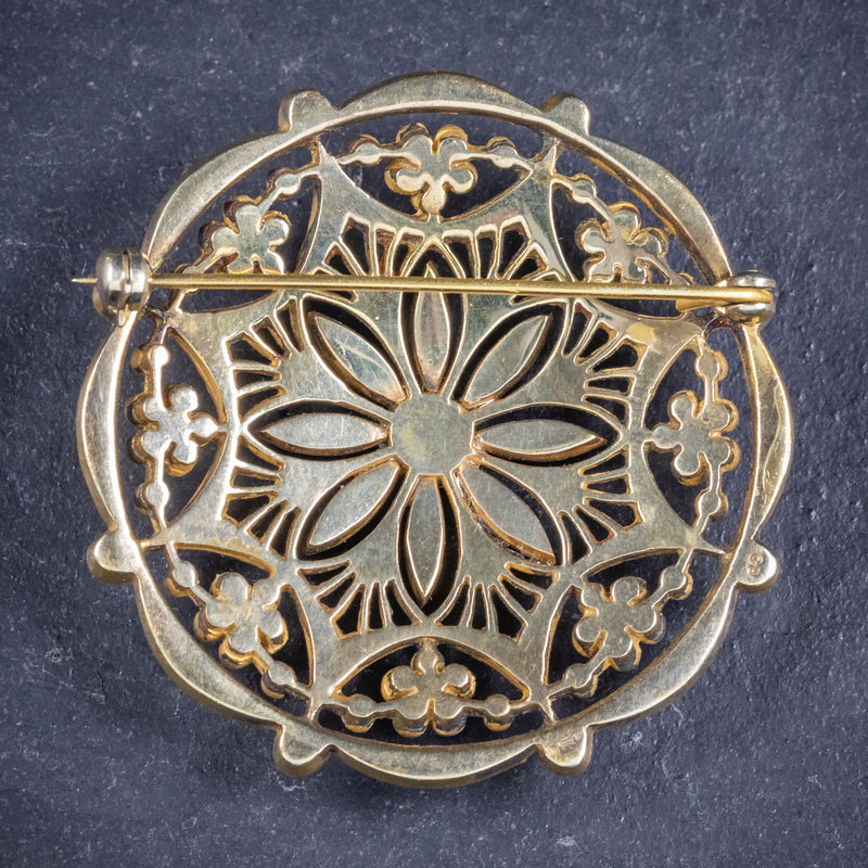 Art Deco Paste Stone Brooch 18ct Gold On Silver Circa 1930 back