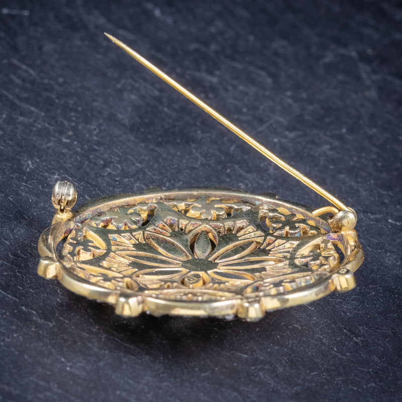 Art Deco Paste Stone Brooch 18ct Gold On Silver Circa 1930 pin