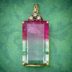 ART DECO PINK GREEN WATERMELON TOURMALINE PENDANT 18CT GOLD CIRCA 1920 COVER