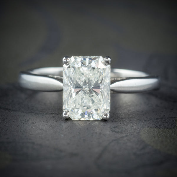 Art Deco Princess Cut Diamond Ring 18ct White Gold Circa 1930 COVER