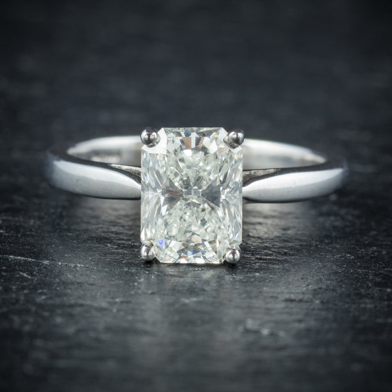 Art Deco Princess Cut Diamond Ring 18ct White Gold Circa 1930 FRONT