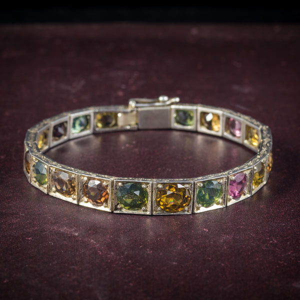 Art Deco Silver Gemstone Bracelet Circa 1930