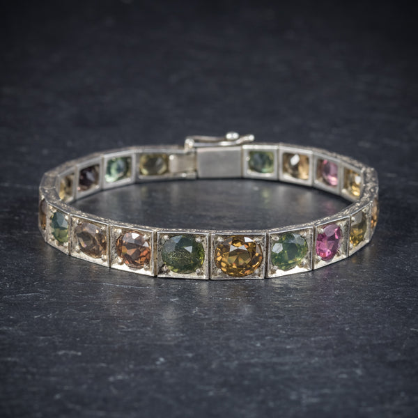 Art Deco Silver Gemstone Bracelet Circa 1930