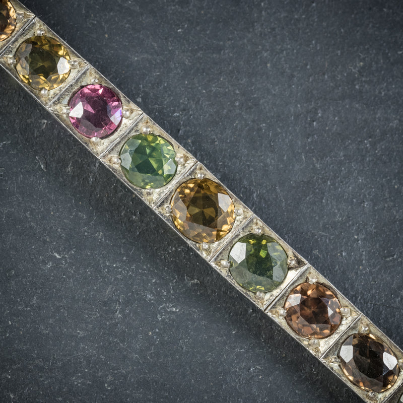 Art Deco Silver Gemstone Bracelet Circa 1930