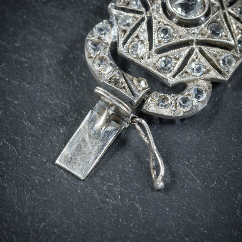 Vintage Art Deco Style Silver Tone Glass Stone Charms Line Bracelet Jewelry  | eBay