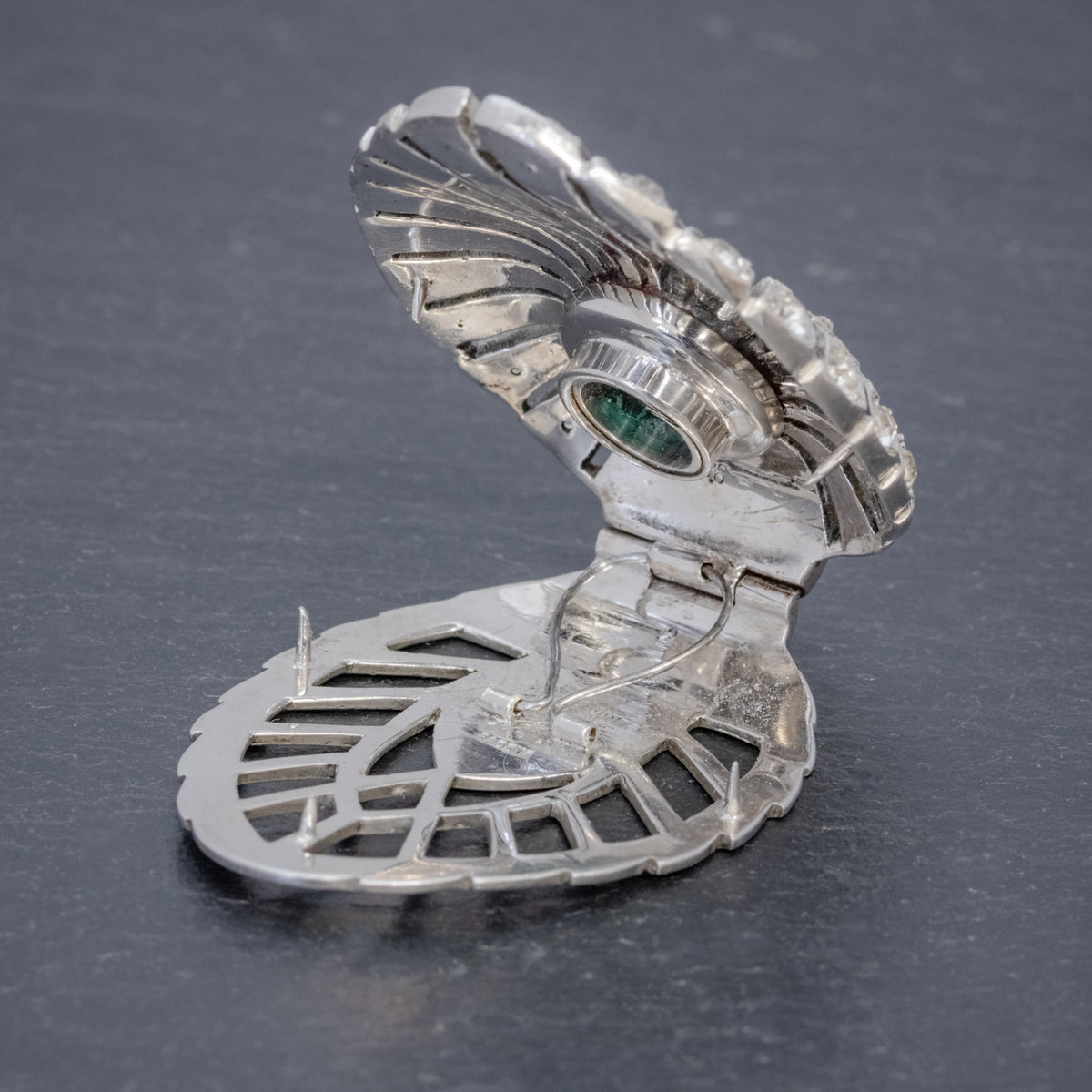 ART DECO SILVER PASTE CLIP CHANGEABLE STONES BOXED CIRCA