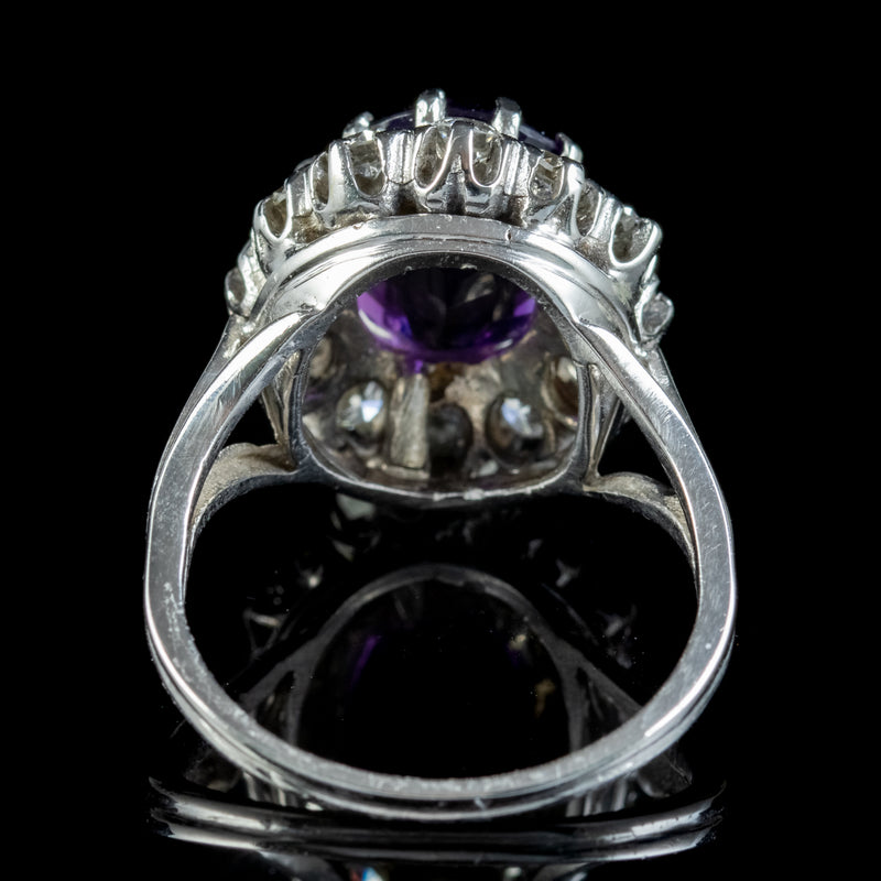 Amethyst Diamond Cluster Ring Platinum 4ct Amethyst 1.30ct Of Diamond 