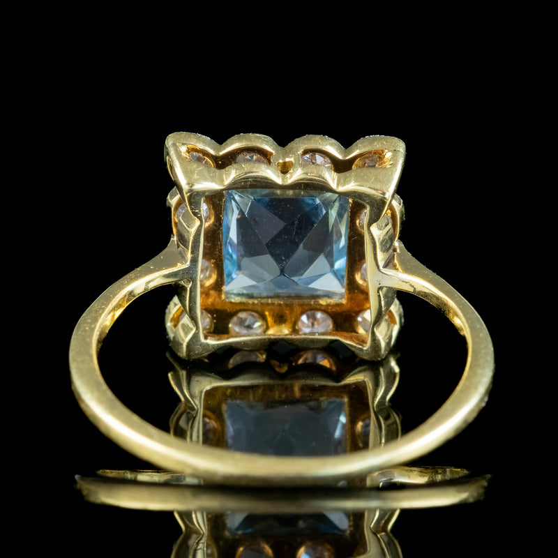 Antique Art Deco Aquamarine Diamond Ring 1.3ct Aqua