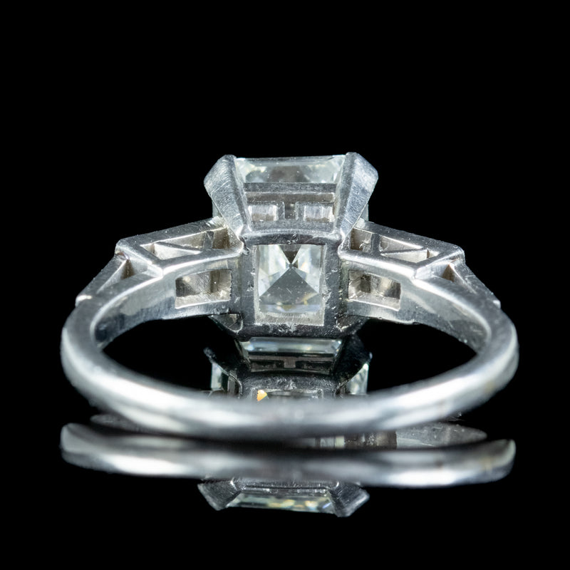 Antique Art Deco Asscher Cut Diamond Trilogy Ring 2.35ct Of Diamond With Cert
