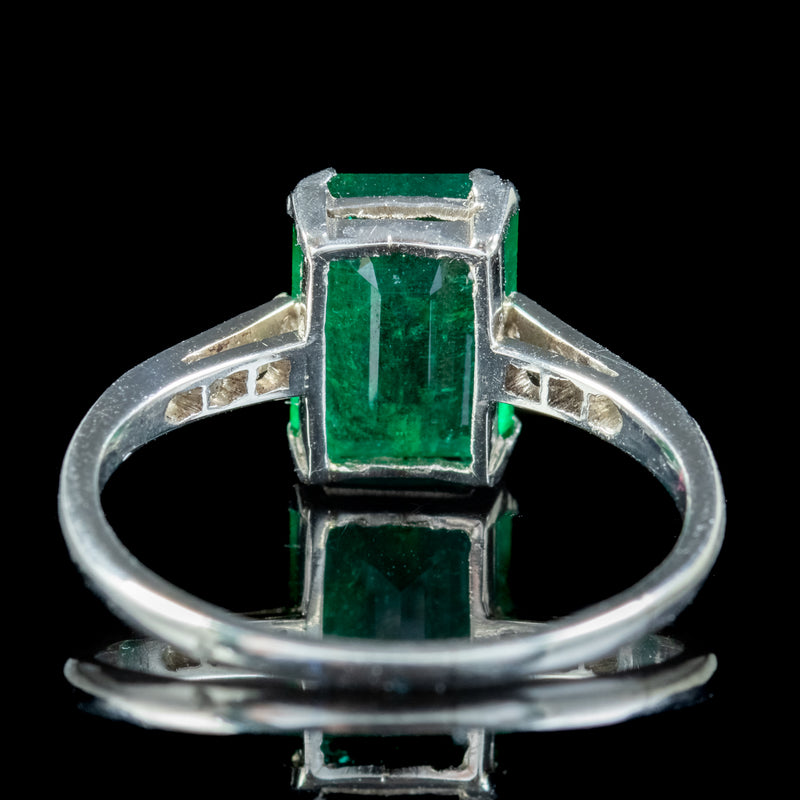 Antique Art Deco Emerald Diamond Ring 2.50ct Emerald